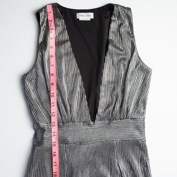 Lovers & Friends Naomi Dress Maxi Evening Sleeveless Metallic Gown Silver XXS - Picture 6 of 8